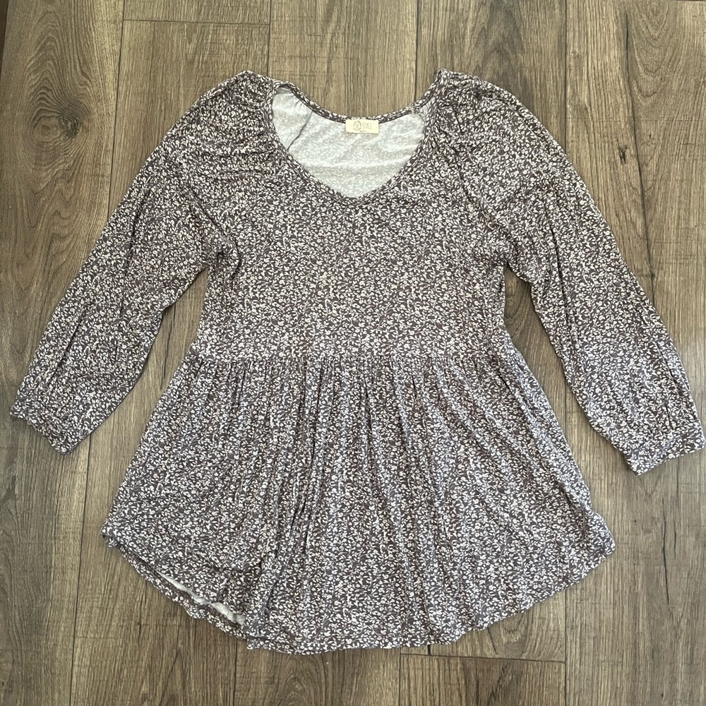 Be Stage Boutique Floral Tunic 3/4 Sleeve